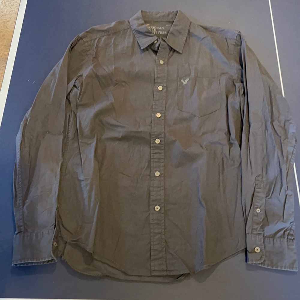Medium Gray American Eagle Button Down Shirt